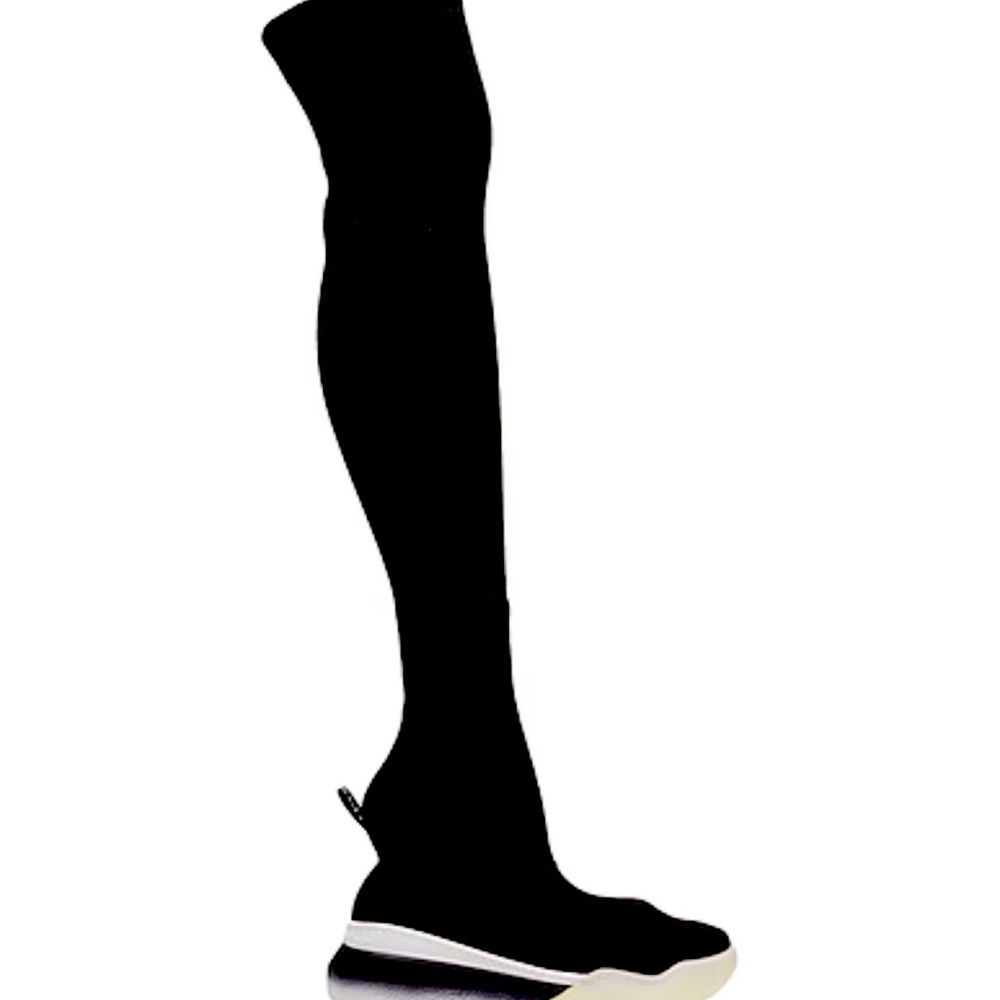 Designer over the knee sneaker boots.with black, grey sneaker soles.